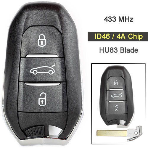 Citroe*n C4 Smart Key Remote 433MHz 3 Buttons with HU83 Blade for C-Quatre C4L C4 Picasso DS5