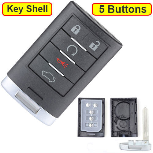 2008-2015 Cadilla*c CTS Smart Remote Key Shell 5 Buttons with Emergency Blade Uncut for DTS STS XTS