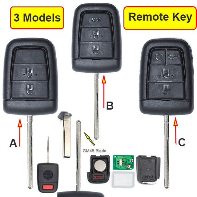 2006-2013 Chevrole*t VE Commodores Remote Key 433MHz 3/ 4/ 5 Buttons with GM45 Blade