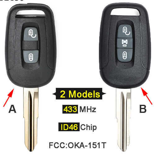 Chevrole*t Captiva Combo Remote Key 433MHz 2/ 3 Buttons with Blade Uncut