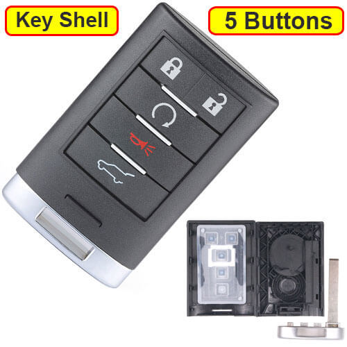 2010-2015 Cadilla*c SRX Smart Remote Key Shell 5 Buttons with Emergency Blade Uncut