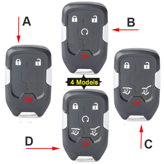 2015-2017 Chevrole*t GMC Smart Remote Key Shell 5/ 6 Buttons with Emergency Blade Uncut for Suburban Tahoe/ Yukon XL