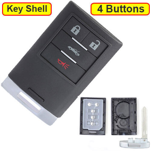 2008-2013 Cadilla*c XLR Chevrole*t Corvette Smart Remote Key Shell 4 Buttons with Emergency Blade Uncut
