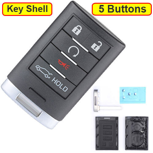 2013 2014 Cadilla*c XTS ATS Smart Remote Key Shell 5 Buttons with Emergency Blade Uncut