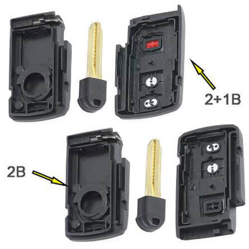 Toyot*a Smart Key Remote Shell 2/ 3 Buttons with Emergency Blade Uncut -Black