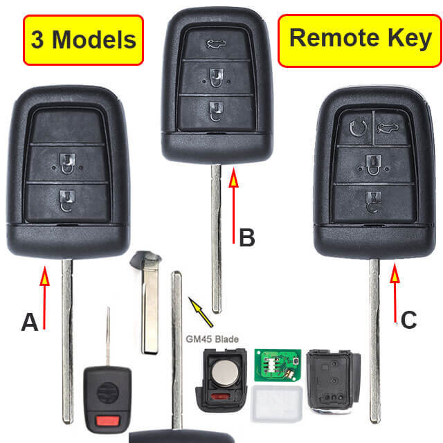 2006-2013 Chevrole*t VE Commodores Remote Key 315MHz 3/ 4/ 5 Buttons with GM45 Blade