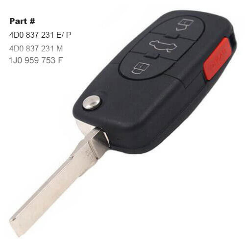 Audi Remote Flip Key 4 Btn 315MHz ID48 Chip 4D0 837 231 E/ P/ M