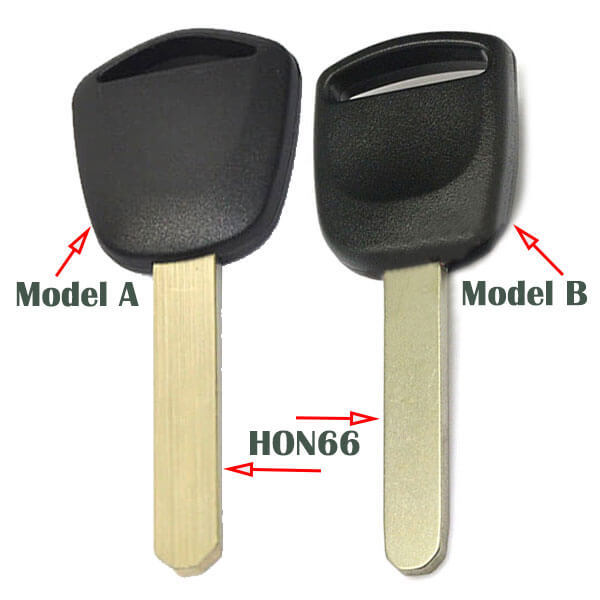No Logo Acura Hond*a Transponder Key Shell with HON66 Blade Uncut