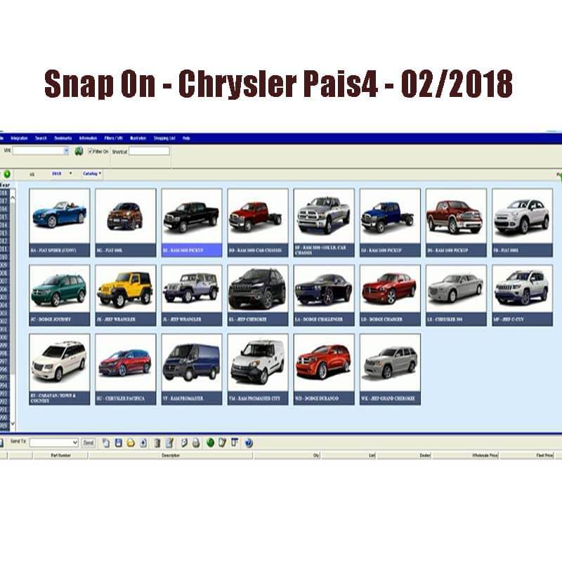Snap On - Chrysle*r PAIS4 2018 Spare Parts Catalog ( 1 Year)