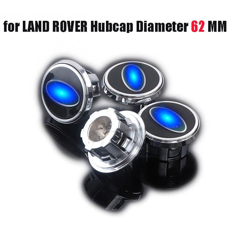 62MM Landrover Waterproof Led Floating Wheel Center HubCaps with Logo Blue Lights for XE X760 X761 X152 X260 X351 L450 L494 L538 L550