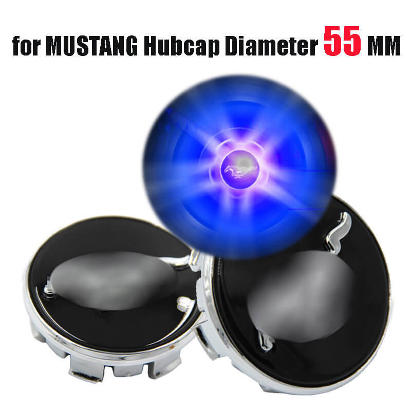 55MM Fod Mustang S550 LED Floating Car Wheel Hub Caps Plug and Play Waterproof Wheel Center Hubcap Badge