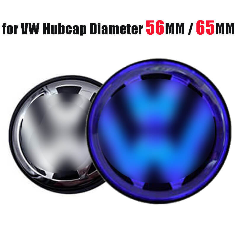 56mm 65mm Blue Light Led Floating VW Wheel Hubcaps Center Cap Logo for Golf Passat Arteon Tiguan Atlas Bettle