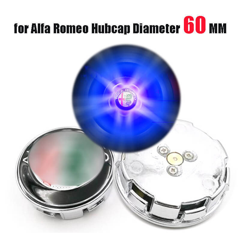 60mm Alfa Romeo156 147 LED Floating Car Wheel Center Caps Plug and Play Waterproof Blue Lighted Wheel Hub Cap Emblem