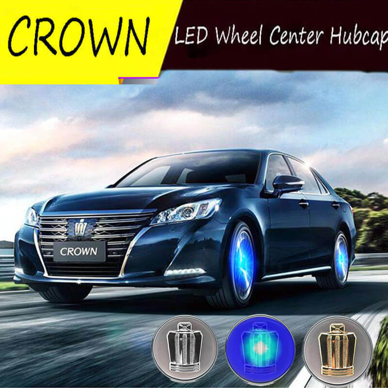 62MM Toyot*a Crown Badge LED Floating Car Wheel Caps Plug and Play Waterproof Wheel Center Hubcap