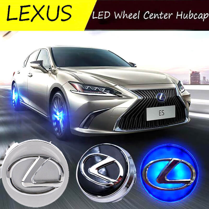 Lexus LED Floating Car Wheel Hub Caps Plug and Play Waterproof Wheel Center Hubcap Badge -62MM