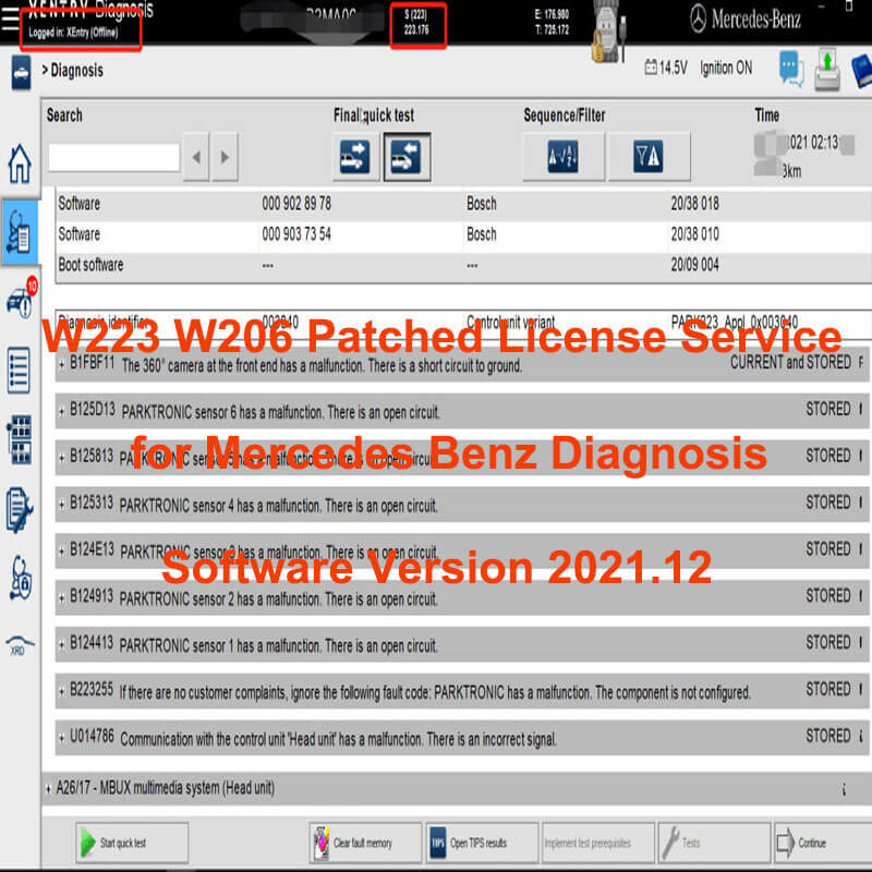 Mercedes W223 W206 Xentry Diagnosis Patched Offline 1 License Service