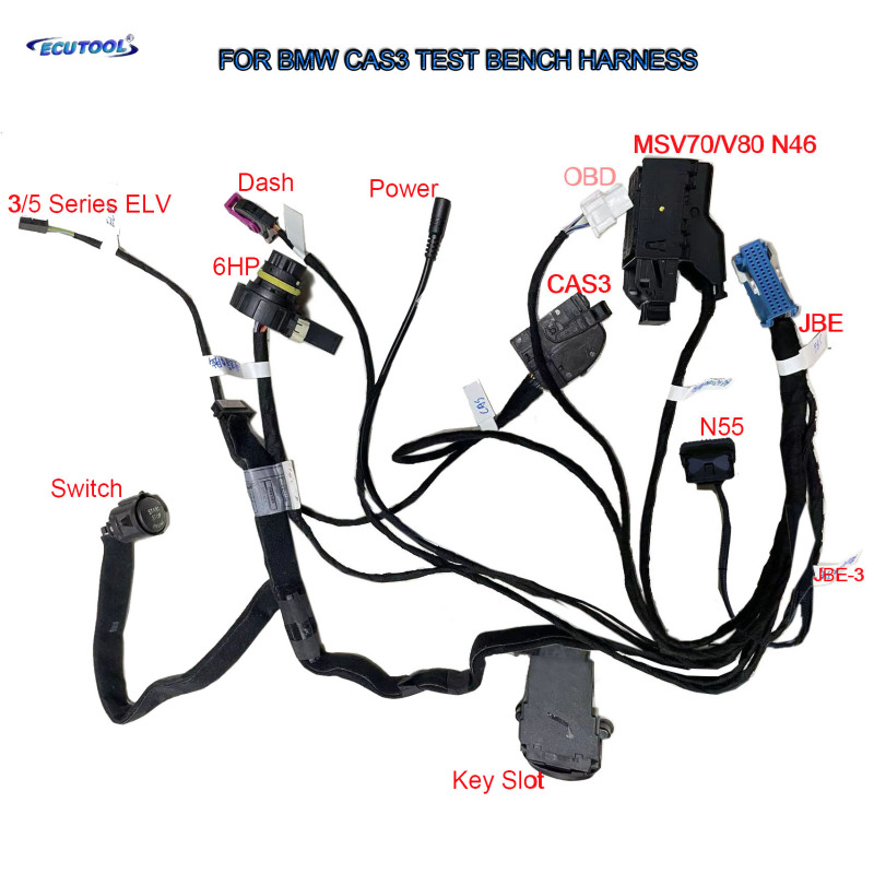 BMW CAS3 Bench Test Platform Harness - ELV + DME MSV70 MSV80 N46 + N55 + EGS 6HP OFF Programming Adapters