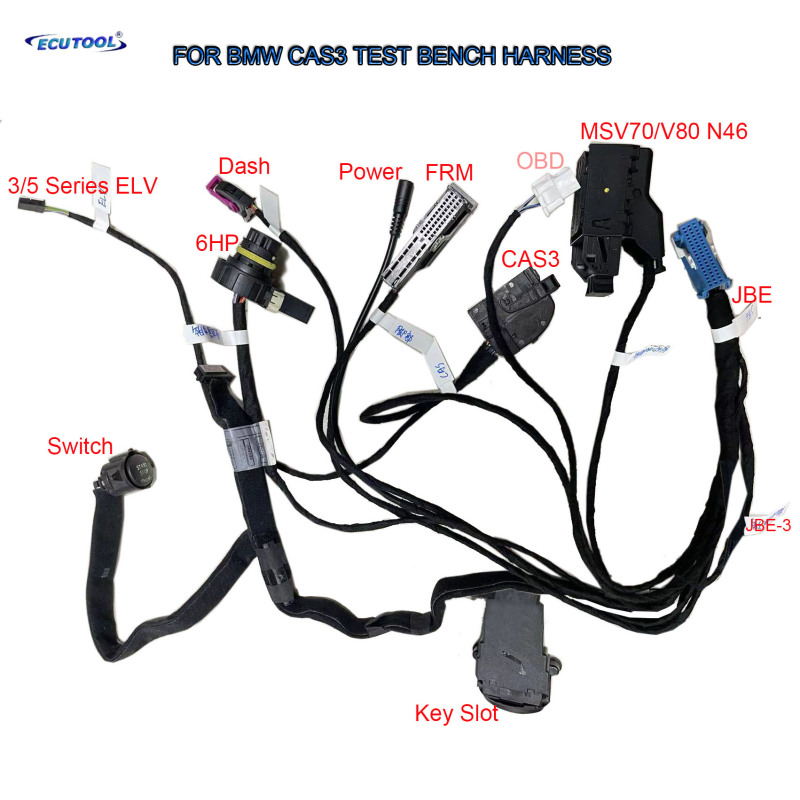 BMW CAS3 Bench Test Platform Harness - FRM + ELV + JBE + EGS 6HP + DME MSV70 MSV80 N46 OFF Programming Adapters