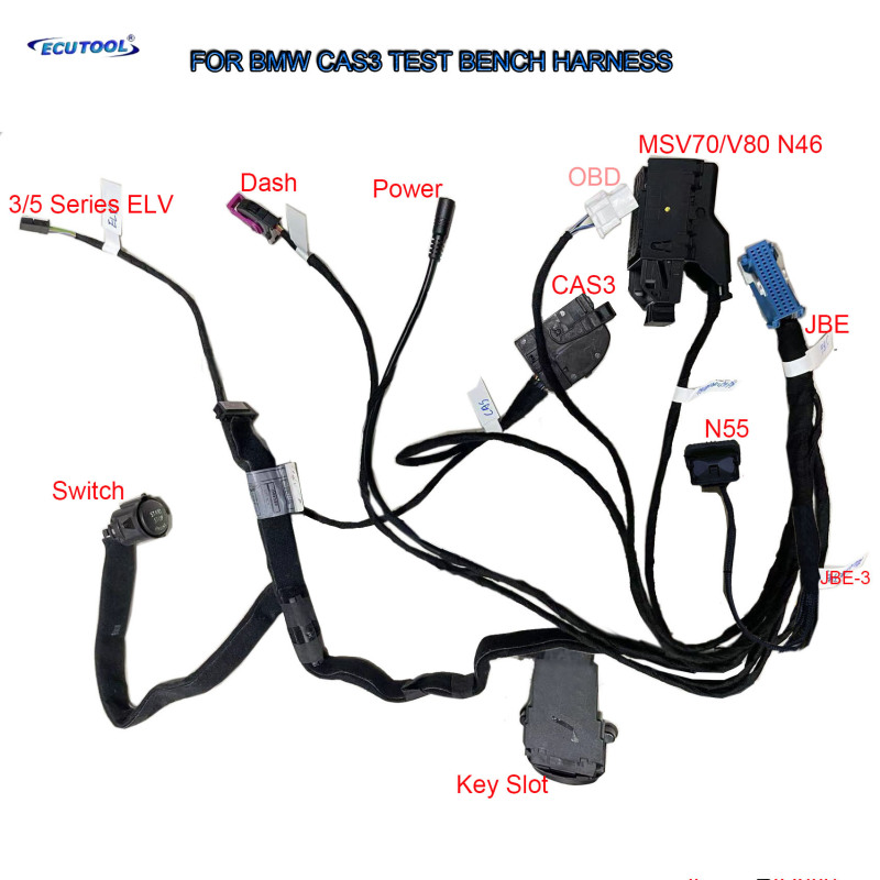BMW CAS3 Bench Test Platform Harness - ELV + JBE + DME MSV70 MSV80 N46 N55 OFF Programming Adapters