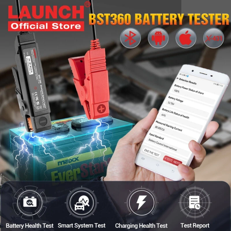 LAU.NCH BST360 Blu.etooth Battery Test Clip 6V/12V BST360 Voltage tester For IOS/Android Smart Phone