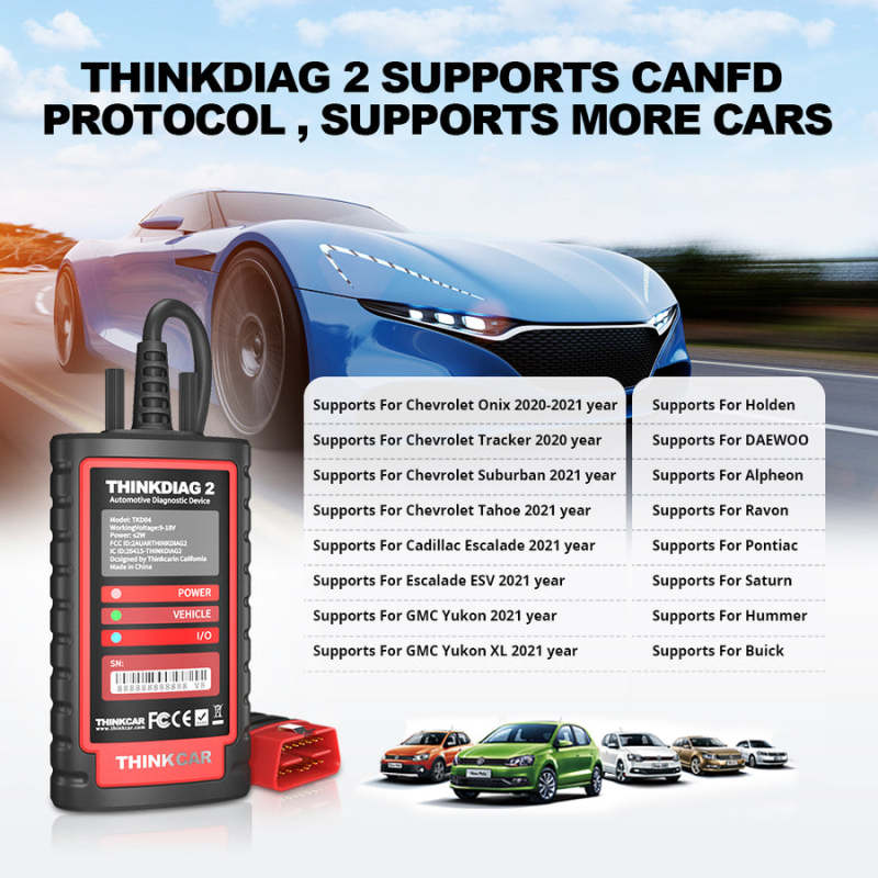 THINKCAR Thinkdiag 2 All System Diagnostic Tool Supports CAN FD Protocols Thinkdiag2 For DZ /XD/PD