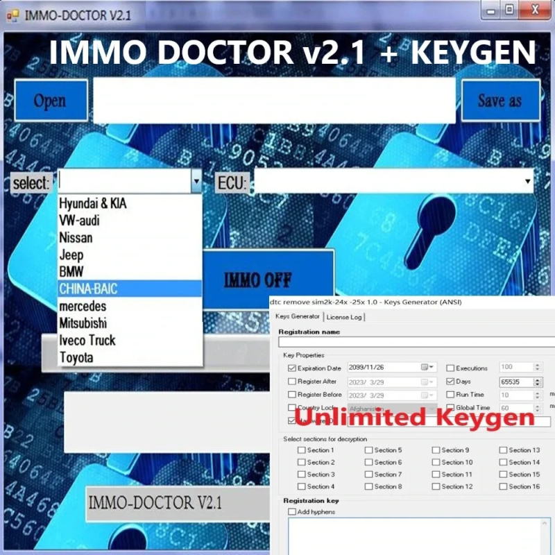 2023 IMMO DOCTOR V2.1 Car IMMO OFF Disable Software with Keygen & Instruction