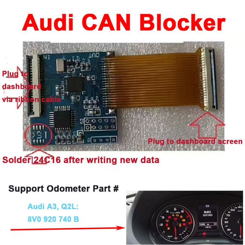 CAN Filter for Audi A3 Q2L 8V0920740B Odometer Mileage Adjustment