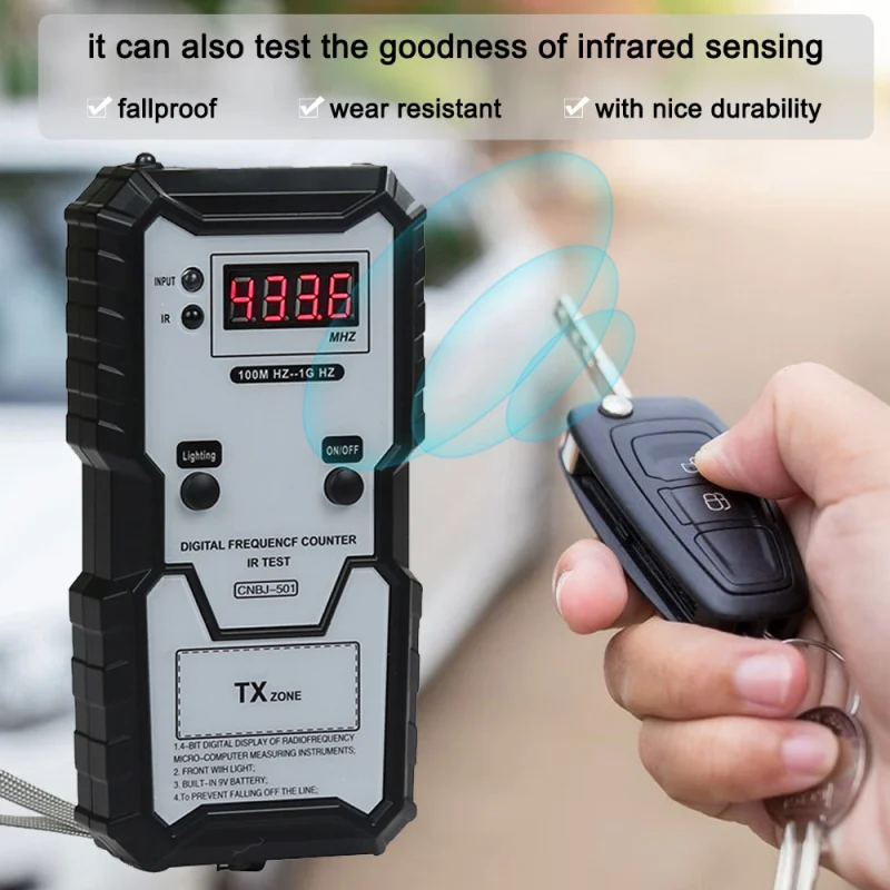 Digital Frequencf Counter RF & IR Tester 100-1000MHZ Support All Car Remote Key Fob 315MHz 433MHz 868MHz 902Mhz