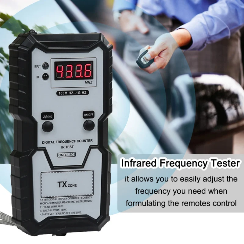 Digital Frequencf Counter RF & IR Tester 100-1000MHZ Support All Car Remote Key Fob 315MHz 433MHz 868MHz 902Mhz