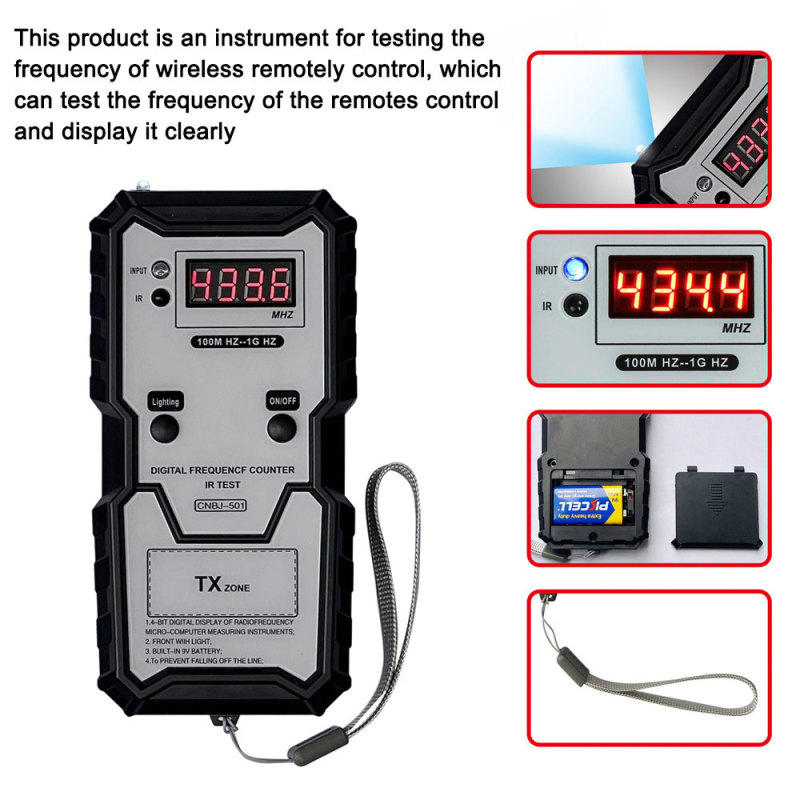 Digital Frequencf Counter RF &amp; IR Tester 100-1000MHZ Support All Car Remote Key Fob 315MHz 433MHz 868MHz 902Mhz
