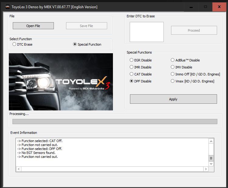 ToyoLex3 Denso Adblue DPF/EGR/Lambda/IMMO OFF Software Download
