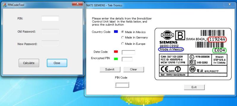 Nissan NATS PIN Code Calculator 2 in 1 Software Download