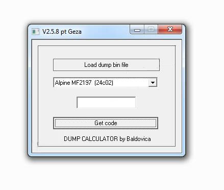 Software 2.5.8 pt geza Radio Dump Calculator for Car Radio Unlock Code Calculation