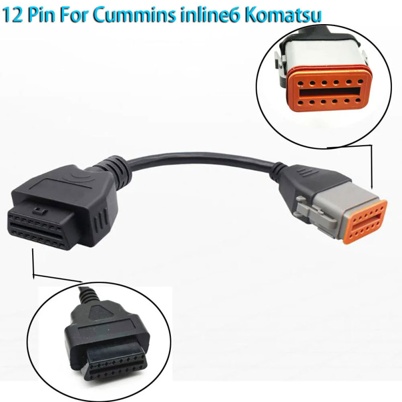 12PIN-16PIN OBD2 Cable for Cummins Inline6 Komatsu Truck Diagnostic
