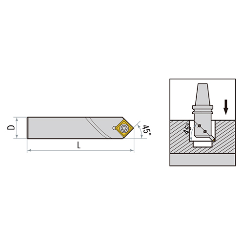 CBS Square Boring Bar C45°