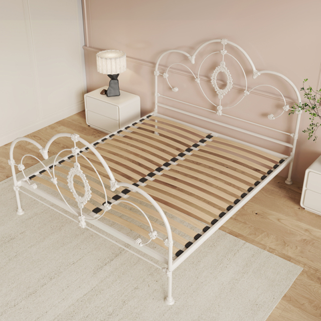Hot sales European style iron bed, 1.5m French double bed, Nordic single bed,