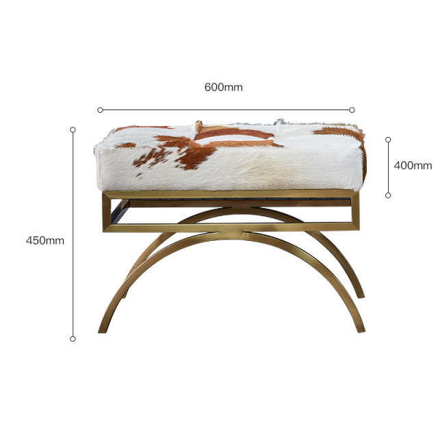 High Quality Upholstered End of Bed Benches, Durable Modern Cow Leather and Metal Creative Living Room Benches, Bedroom End Stool Bench for sale