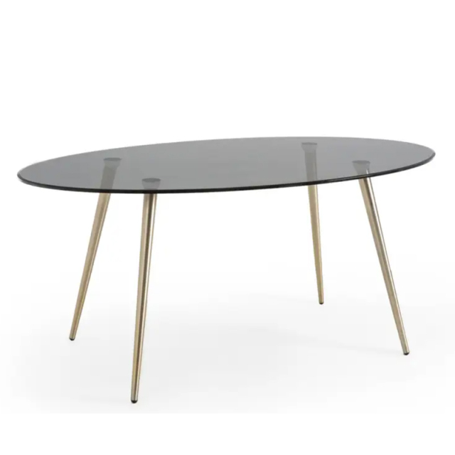Wholesale Dining Room Modern Furniture Oval Dining Table Top Glass with metal Legs Home Furniture