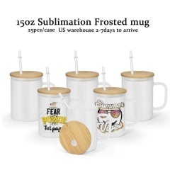 RTS US 15oz Sublimation Clear/Frosted Glass Mug with Handle Free Shipping (25PCS)