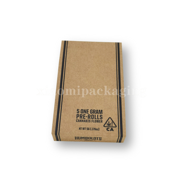 100% Compostable Slim Kraft Paper 5 Pre-roll  Joint Box W/ Press Button