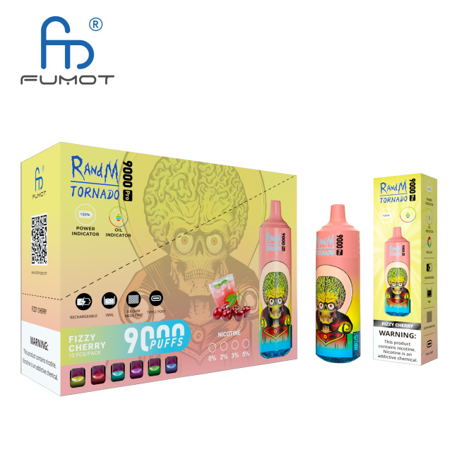 FUMOT RANDM TORNADO 9000 PRO DISPOSABLE VAPE DEVICE WITH BATTERY AND EJUICE DISPLAY WHOLESALE (9000 PUFFS)