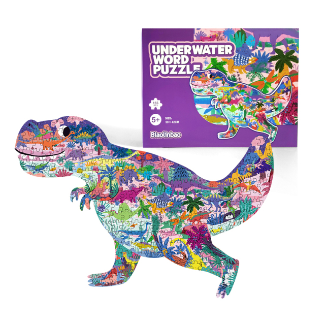 Wholesale Newest unique shaped design cartoon cardboard educational toy dinosaur kids puzzle game