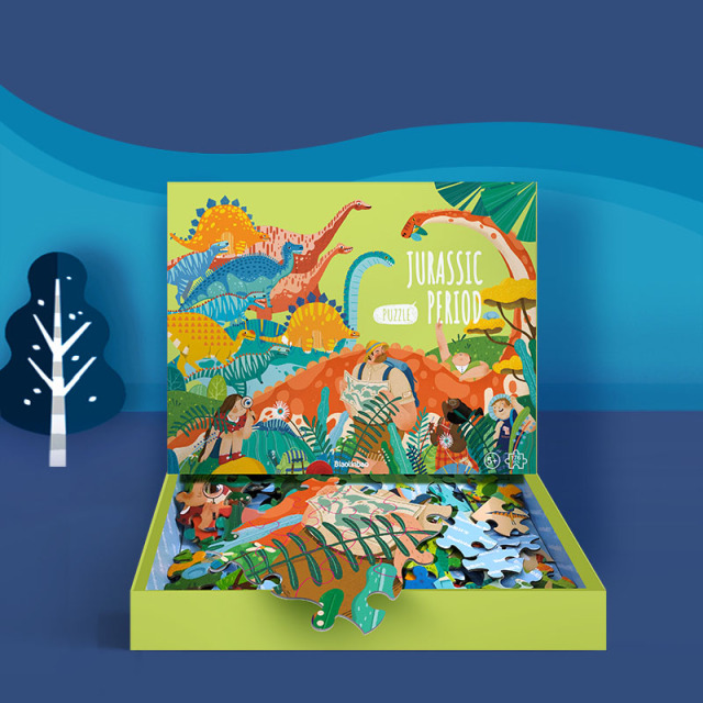 Wholesale cartoon cardboard educational toy dinosaur puzzle for kids