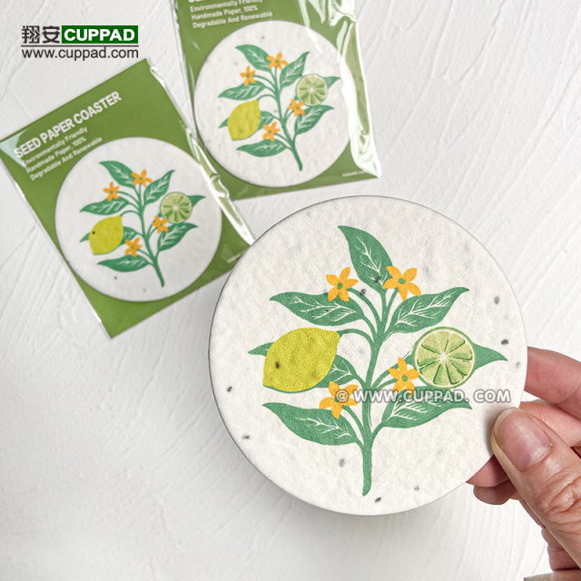 Hot Environmentally friendly low-carbon recyclable seed paper coasters custom creativity can be planted hand-sprouted paper coasters