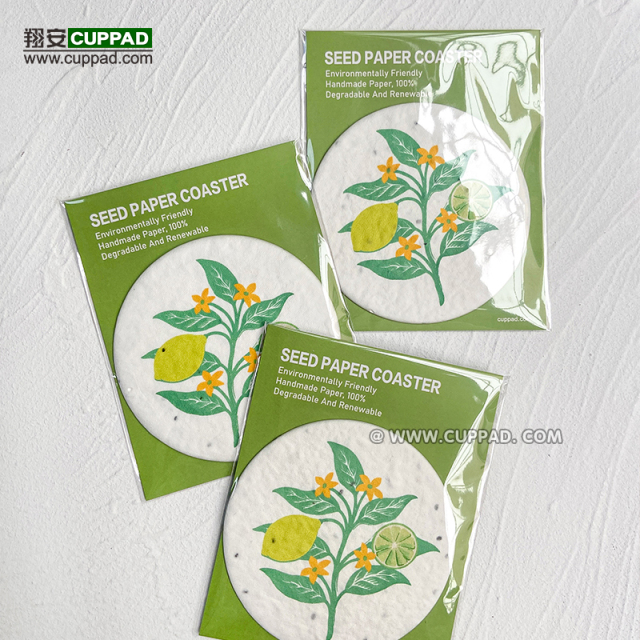 Hot Environmentally friendly low-carbon recyclable seed paper coasters custom creativity can be planted hand-sprouted paper coasters