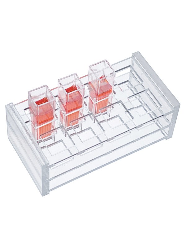 MUHWA Acrylic Cuvette Holder for 10mm Optical Path Cuvette, 8-Places, Pack of One