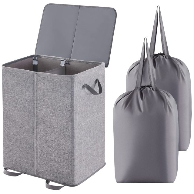 Double Laundry Hamper with Lid and Removable Laundry Bag