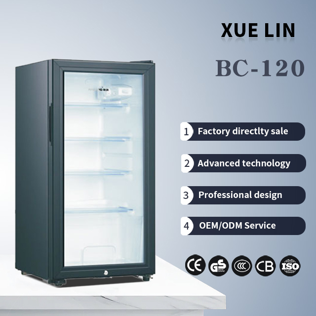 XUELIN ODM OEM 120L Mini Fridge Portable Moveable Glass Door Drinks Cabinet Refrigerator Small For Bedroon Car  SkinCare