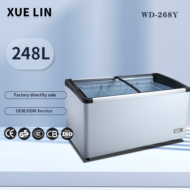 XUELIN ODM OEM 350L Cabinet Freezer Electric Chest Freezers Refrigerator Cooler and Freezer Glass Side By Side