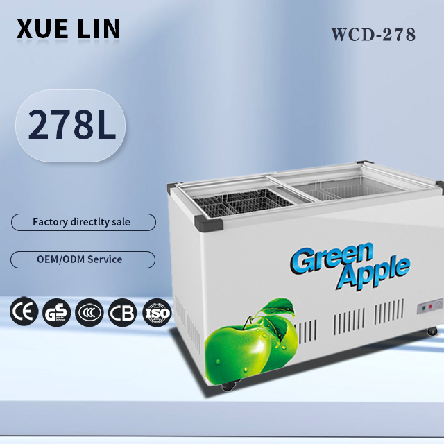 XUELIN ODM OEM 278L Cabinet Freezer Electric Chest Freezers Refrigerator 2 Tanks Cooler and Freezer Glass Side By Side